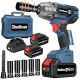 1/2 Inch Cordless Impact Wrench, 900Ft-lbs (1200N.m) Brushless Electric Impact Gun, 3800RPM, High Torque Impact Driver with 2.0 Ah Batteries, 3 Variable Speeds, 5 Sockets, for Home Car/Mower/Pickup