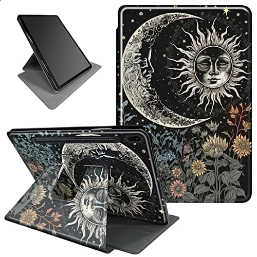 BFSEROBJ for Galaxy Tab S7 FE Case Galaxy Tab S8 Plus Case Galaxy Tab S7 Plus Cover 12.4 inch 360 Rotating Degree Stand Protective Smart Cover with Auto Wake/Sleep - Sun and Moon Flowers Sunflower