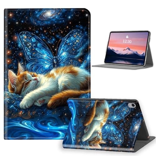 XPMPDYID for Apple iPad Air 5th/4th Generation (2022/2020) 10.9'' Case, Heavy Duty Folio Stand Cover for iPad Air 5th/4th (2022/2020) with Auto Wake/Sleep, Cat Butterfly Soft TPU&PU Leather Case
