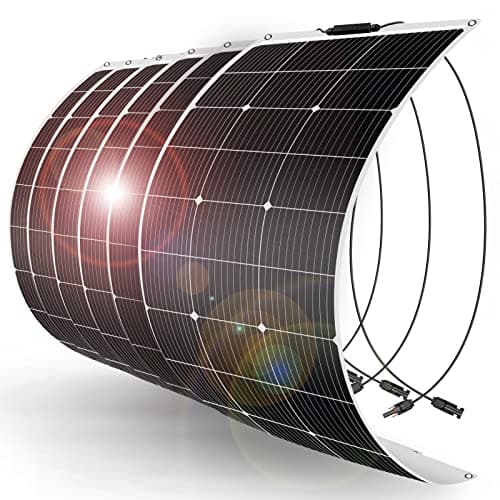 DOKIO 600W (6×100W) Flexible Solar Panels 18V Monocrystalline for 12V Battery Charging, Semi-Flexible ETFE with MC4, Series or Parallel Expansion for RV Boat Van Camper Trailer Off-Grid Power