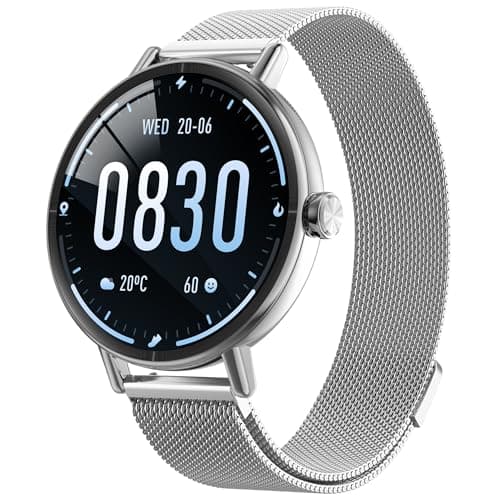 Yoever Smart Watches for Men Women,1.57" HD 43mm Fitness Tracker Answer/Make Call, Heart Rate/Sleep/SpO2, Round Smart Watch for iPhone/Samsung/Android,IP68 Waterproof,110+ Sport Mode-Silver
