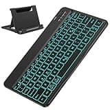 OMOTON Rechargeable Ultra-Slim Keyboard with Upgrade Oversize Keycaps, Adjustable Stand and Backlit, Wireless Bluetooth Keyboard for Samsung Tablet, iPad, Smartphone, Android, iOS, Windows, Black