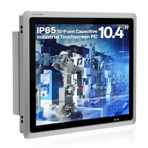 NORQIN 10.4" Industrial Embedded Fanless Panel PC - IP65 Capacitive Touch Screen All-in-One Computer, Windows 10 Pro OS, i3-7100U, 8GB RAM, 128GB SSD, for Automation Control, Factory, Kiosk