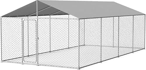 Docagt 20'x10' Large Outdoor Dog Kennel, Heavy Duty Dog Enclosure with Roof, Weather Resistant Cover and Security Lock, Outside Pet Pens Run for Yard