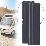 200W Solar Panels - A+ Grade Monocrystalline Flexible Solar Module, 2PCS High Efficiency for RV, Cabin, Van, Camp, Marine, Home, Farm, Roof
