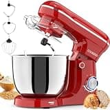 SAMSAIMO 3-IN-1 Electric Stand Mixer, 10-Speed With Pulse Button, Attachments include 5.5QT Bowl, Dough Hook, Beater, Whisk for Most Home Cooks (Empire Red)