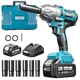 Seesii Impact Wrench 665 FT-LBS(900N.m) 3300IPM 1/2 Impact Gun High Torque Electric Impact Driver Cordless Impact Wrench with 21V 1x4.0Ah Battery 6 Sockets&Case for Home Car Tire Lug Nut Removal Tool