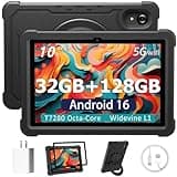 HUIHUANG Tablet 10 Inch Android 16 Tablet, 32GB RAM 128GB ROM, 1TB Expansion, T7280 Octa-Core, Tough Tablet Large Capacity Battery, Dual Camera, 5G/2.4G WiFi, Bluetooth 5.2, GPS - Black (Black)