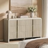 ModernMate 6 Drawer Dresser for Bedroom, Modern Fluted Wood Dresser, 53.2" Wide Chest of Drawers, Clothes Storage Cabinet and Organizer, Curved Profile Design, Metal Handles, White Alder
