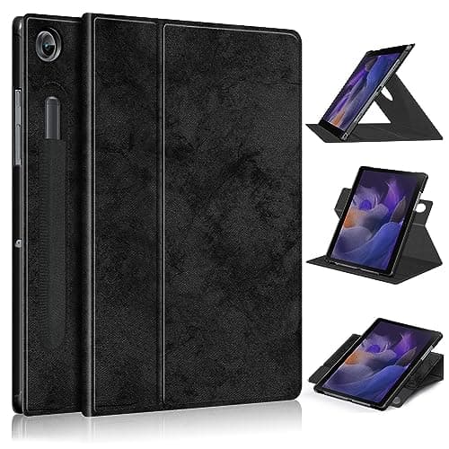 for Samsung Galaxy Tab A8 10.5 inch SM-X200/X205 Shockproof Smart Tablet Cover Case,360°Multi- Viewing Angles Stand Folio Hard PC Back Shell with Auto Wake Sleep(Black)