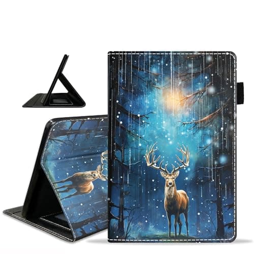 ZXHSBROK Case for Amazon Fire HD 8/Fire HD 8 Plus Tablet (12th/10th Generation, 2024/2022/2020 Release) - Slim PU Leather Stand Folio Cover with Card Slot & Auto Sleep/Wake, Jungle Deer