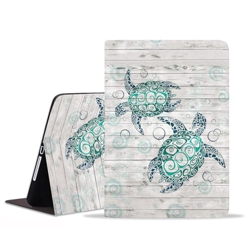 FVAENDHIO Case for Samsung Galaxy Tab A11 Plus/ A11+ 11" 2025 / A9+/ A9 Plus 2023, Protective Leather Case, Adjustable Stand Auto Wake/Sleep Smart Cover, Sea Turtle on Rustic Wooden Board