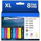 PrintImpression Remanufactured Ink Cartridge Replacement for Epson 232XL Ink Cartridges Combo Pack High Yield Work with XP-4200 XP-4205 WF-2930 WF-2950 Printer (8-Pack, 2Black 2Cyan 2Maegnta 2Yellow)