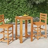 KLGBNCVE Solid Acacia Wood Bar Table 23.6x23.6x41.3 Inches, Indoor Outdoor Patio Dining Table with Oil Finish, Easy Clean Surface for Wine or Meals