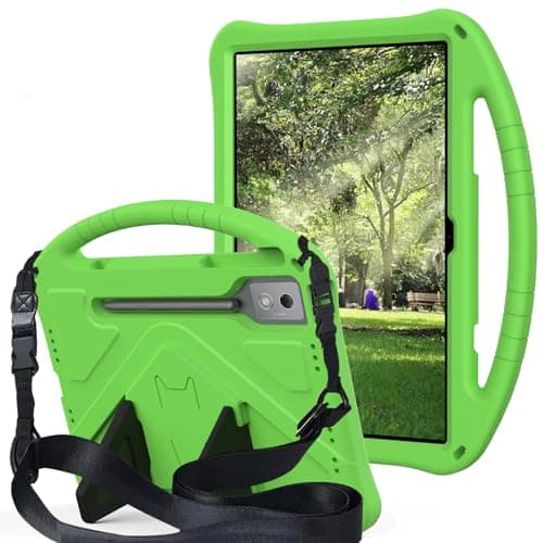 Kids Case Compatible with Lenovo Idea Tab Pro 12.7 inch TB-373FU, Lightweight EVA Shockproof Cover w/Stand Shoulder Strap Protective Case(Green)