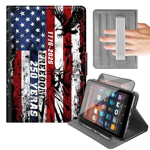 for iPad A16 11th Generation Case 2025 11" & iPad 10th Gen 10.9" 2022, 360° Rotating Vertical Stand, Hand Strap Shockproof Protective Cover, Auto Wake/Sleep,Vintage American Flag-1