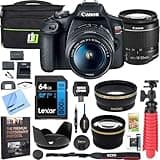 Canon EOS Rebel T7 DSLR Camera Bundle with EF-S 18-55mm is II Lens | 24.1MP, Wi-Fi, USA Warranty | Deco Gear Case, Double Battery, 64GB Card, Cleaning Kit & Mini Tripod