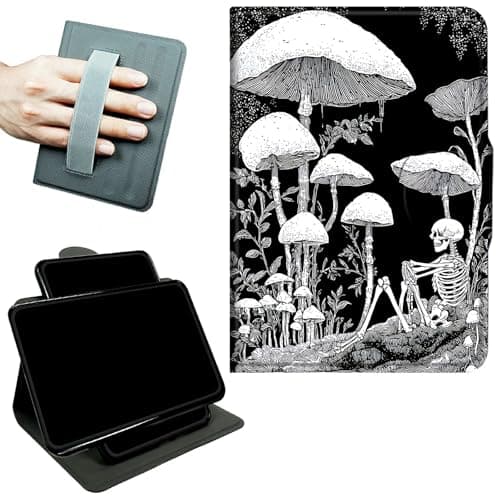 RWUTYTIUL Rotating Handle Case for Samsung Galaxy Tab S10+ Plus 2024/S9 FE+ Plus/S9+ Plus 12.4" 2023, 360 Degree Swivel Kickstand with Magnetic Closure Leather Protective Cover, Dark Mushroom