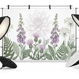 Purple Floral Backdrop 10x8ft Elegant Pastoral Flowers Watercolor Photography Backdrop Fabric Photoshoot Background Tapestry Banner for Birthday Baby Shower Decoration Party Video Photo Studio Props