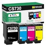 CS730 Toner Cartridge Set (with Chip) Replacement for Lexmark 71C10K0 71C10C0 71C10Y0 71C10M0 Toner Cartridge for CS730de CS735de CS737dze CX730de CS730 CS735 CX735 CX737 Printer (4-Pack, 5,000 Pages)