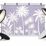 Purple Palm Trees Backdrop 12x8ft Tropical Retro Summer Botanical Photography Backdrop Fabric Photoshoot Background Tapestry Banner for Birthday Baby Shower Decoration Party Video Photo Studio Props