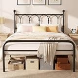 OLIXIS 12 Inch Twin Metal Bed Frame with Victorian Headboard, Heavy Duty Platform Bed with Steel Slat Support, Stable & Noiseless, Under Foundation Storage, No Box Spring Needed, Easy Assembly, Black
