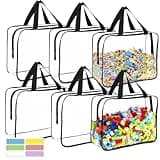 6 Packs Large Toy Storage Bags with Labels, Reusable Clear PVC Board Game Storage, Travel Waterproof Organizer Bags with Zipper for Building Blocks, Puzzle, Kids Books