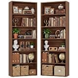 IRONCK Bookshelves and Bookcases Set of 2 Floor Standing 6 Tiers Display Storage Shelves 70 in Tall