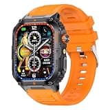 YK12 Military Smart Watch with Bluetooth Calling, Heart Rate Monitor, Step Counter, Sleep Tracking, Deep Waterproof, Large Battery, Sports Rugged (Orange)