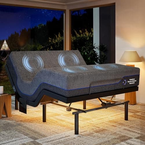 Marsail NS2 Pro Queen Adjustable Bed Base with Massage - Smart Dual Motor Bed Frame with Wireless Remote or App Control, 3-Min Assembly, Zero Gravity & Anti-Snore Modes, Under Bed Lighting