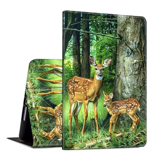DHYYDSQZ Slim Case for Samsung Galaxy Tab S11 5G 11 Inch (2025) PU Leather Tablet Cases Flip Folio Multi-Angle Viewing Stand Protective Smart Shell Cover with Auto Wake/Sleep, Deer Forest