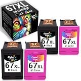 Color Print Remanufactured HP 67XL Ink Cartridges Black/Color Combo Pack Replacement for 67 XL for HP Pinter Envy 6055e 6455e Deskjet 2855e 2800e 2755e 4255e 2700e 2852e 2827e 4155e 4200e (4-Pack)