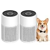 2 Pack Air Purifiers for Bedroom Home, True HEPA Filter for Wildfire Smoke, Dust, Pet Dander, Small Air Purifier with Sleep Mode for Dorm, Office, Night Light Quiet 24dB, Fragrance Sponge, White