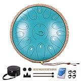 Steel Tongue Drum, 12 Inch 15 Note Tongue Drums, Handpan Drums Percussion Instrument for Kids & Adults, Hand Pan Drum with Music Book, Drum Mallets and Carry Bag, Major C (Malachite Green)