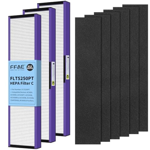 FFAC FLT4850PT HEPA Filter B Pet Replacement Compatible with GermGuardian AC4850PT AC4825 AC4825E AC4800 AC4900 AC4850 Air Purifier, 4 Ture HEPA & 4 Pre-Filters