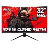 Pixio PXC328 32 inch 180Hz Refresh Rate QHD 1440p Resolution 1500R Curved Fast VA Panel 1ms GTG Response Time Adaptive Sync HDR Curved Gaming Monitor