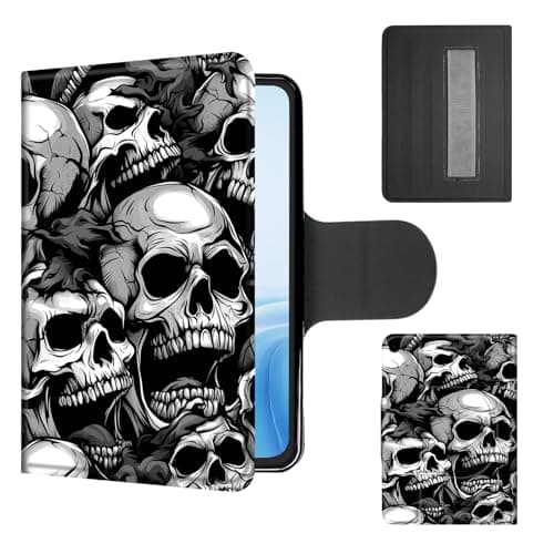 Cdkfxjy Case for Galaxy Tab A11 Plus/A9 Plus 10.9 Inch, 360°Rotating Stand with Secure Hand Strap, Protective Cover with Auto Sleep/Wake, Lightweight Shockproof Shell, Horror Skulls Expression