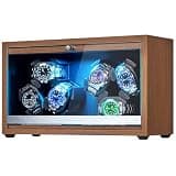 ANWBROAD Watch Winder 6 with LED and Super Quiet Motor 4 Rotating Modes Watches Winder box Watch Shaker with Type-C Adapter UJWW003A