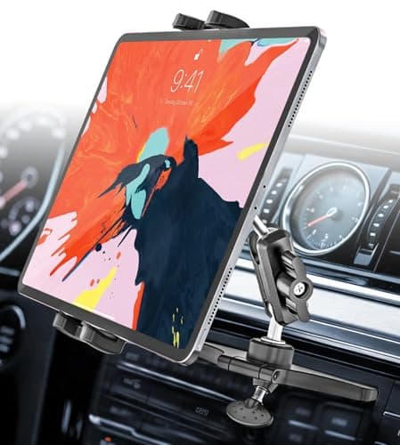 Kolasels CD Slot iPad Car Mount - Durable Metal Arm, Full Motion Adjustable Tablet Holder for Car/Truck/SUV, Sturdy CD Player Mount for 4-13'' iPad Pro Air Mini, Galaxy Tab Z Fold, iPhones