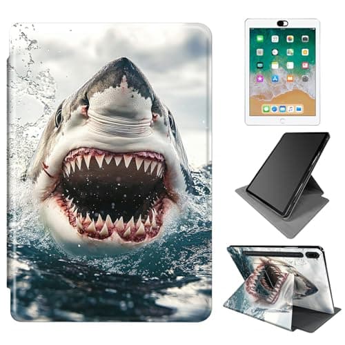 Dikoer for Samsung Galaxy Tab S10+ Plus 2024/S9 FE+ Plus/S9+ Plus 12.4" 2023 Case, 360 Degree Rotating Adjustable Stand Smart Leather Tablet Cover for Women Men, Wave Shark