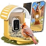 Smart Bird Feeder with Camera, 2.5K UHD Bird Camera AI Identifies 11,000+ Bird's Species, Real-time Bird's Videos & Pictures, Solar Powered Feeder Wireless for Outdoor, Ideal Gift for Dad, Yellow