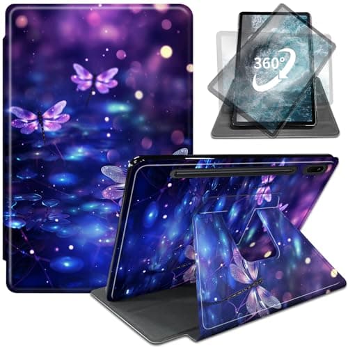 Case for 12.4 inch Samsung Galaxy Tab S8 Plus 2022/S7 Plus 2020/S7 FE 2021 with S Pen Holder ，360 Degree Rotation Portable Tablet Case + Auto Wake/Sleep,Purple Sparkfly