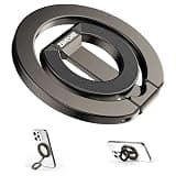 ZBHISHE Magnetic Phone Ring for MagSafe Grip [Dual-Sided Magnetic] [Super Magnet] [Magnet Phone Stand Grip Compatible with Car Mounts] Mag Safe Accessory for iPhone 17/16/15/14/13 Pro Max Plus, Grey