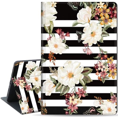 Case for iPad 10.2 Inch 2021/2020 iPad 9th/8th Generation & 2019 iPad 7th Generation, Multiple Angle, PU Leather Slim Folio Stand Stand Cover with Auto Wake/Sleep, Flower