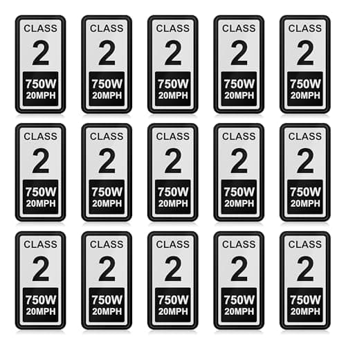 CuraceQ 15PCS Class 2 Ebike Sticker, Waterproof Identification Labels for Electric Bike Frame & Battery, 2.5 x 1.2 in Ebike Stickers for Frame, 20MPH Maximum Speed 750W