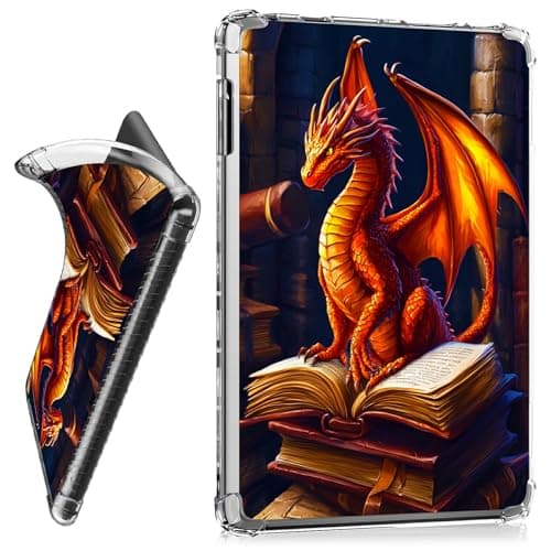 RWUTYTIUL for 6" Kindle 11th Generation 2024/2022 Release Clear Tablet Case, Transparent Shockproof Protective Shell Lightweight TPU Accessories Cover Women Man, Book Dragon