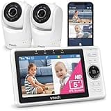 VTech Smart WiFi Baby Monitor, 2 Cameras – See Both Rooms at Home or from Anywhere, Free App, 1080p Split Screen, 5" HD Screen, Pan-Tilt-Zoom, Night Vision | VM901-2