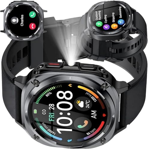 TIMU Military Smart Watch for Men(Answer/Make Calls),Outdoor Smartwatch(Black)