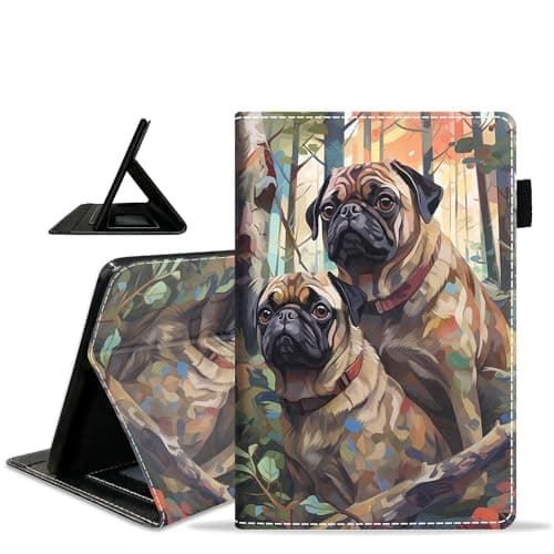 ZXHSBROK Case for Amazon Fire HD 8/Fire HD 8 Plus Tablet (12th/10th Generation, 2024/2022/2020 Release) - Slim PU Leather Stand Folio Cover with Card Slot & Auto Sleep/Wake, Jungle Camouflage Pug
