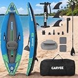 12.5FT 2-Person Inflatable Kayak, 450LBS Heavy Duty Tandem Fishing Kayak, Convertible Single/Touring Kayak with Padded Seat, 3 Fins, Hand Pump, Carry Bag & Repair Kit for Adults Kids Lake River